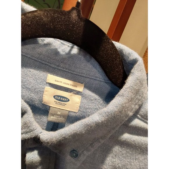 Old Navy Men's Super Soft Cotton Flannel Light Blue Slim Fit Shirt. Size Medium - Picture 2 of 11